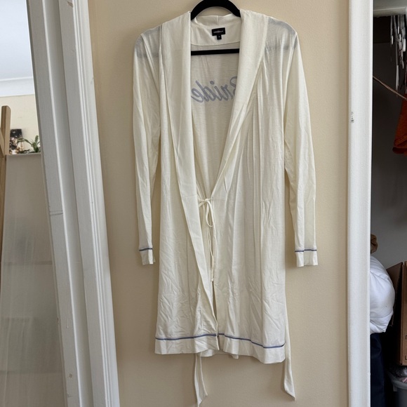 White Bride Robe with Blue Lettering - Picture 4 of 8